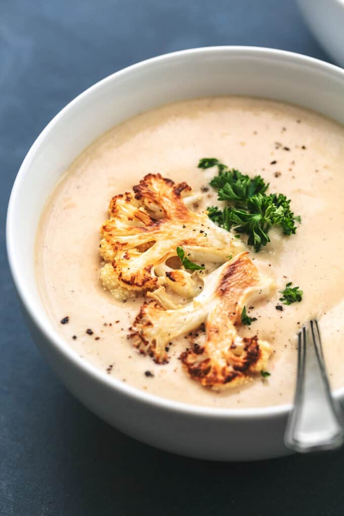 Creamiest Roasted Cauliflower Soup Creme De La Crumb