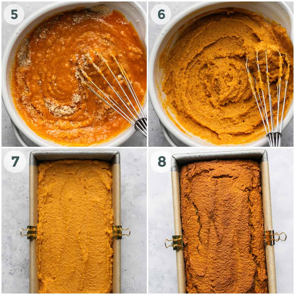 final four steps of preparing gluten free pumpkin bread recipe