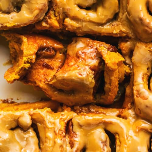 Pumpkin Spice Cinnamon Rolls with Maple Icing - Sarah's Day Off