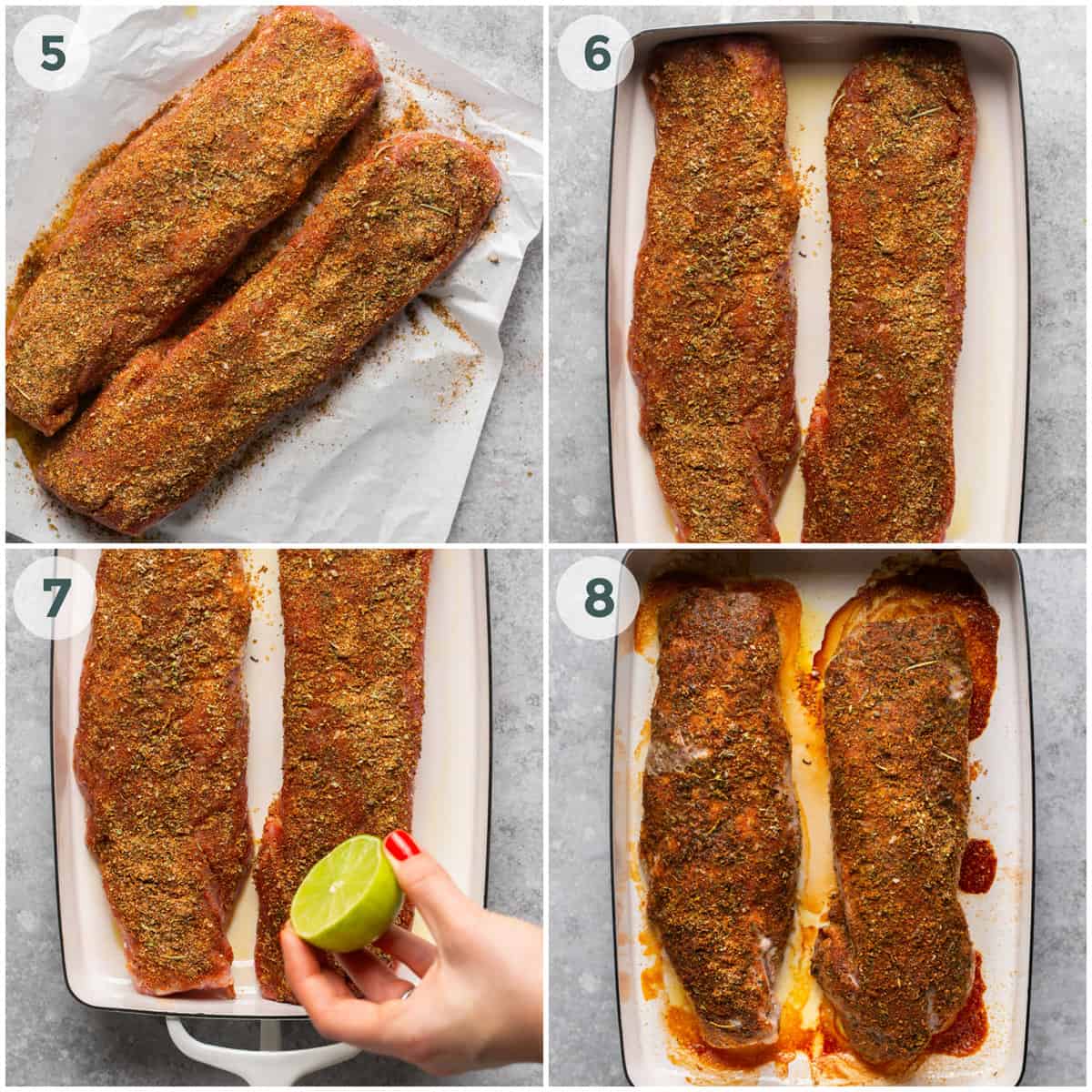 steps 5-8 of preparing pork tenderloin recipe