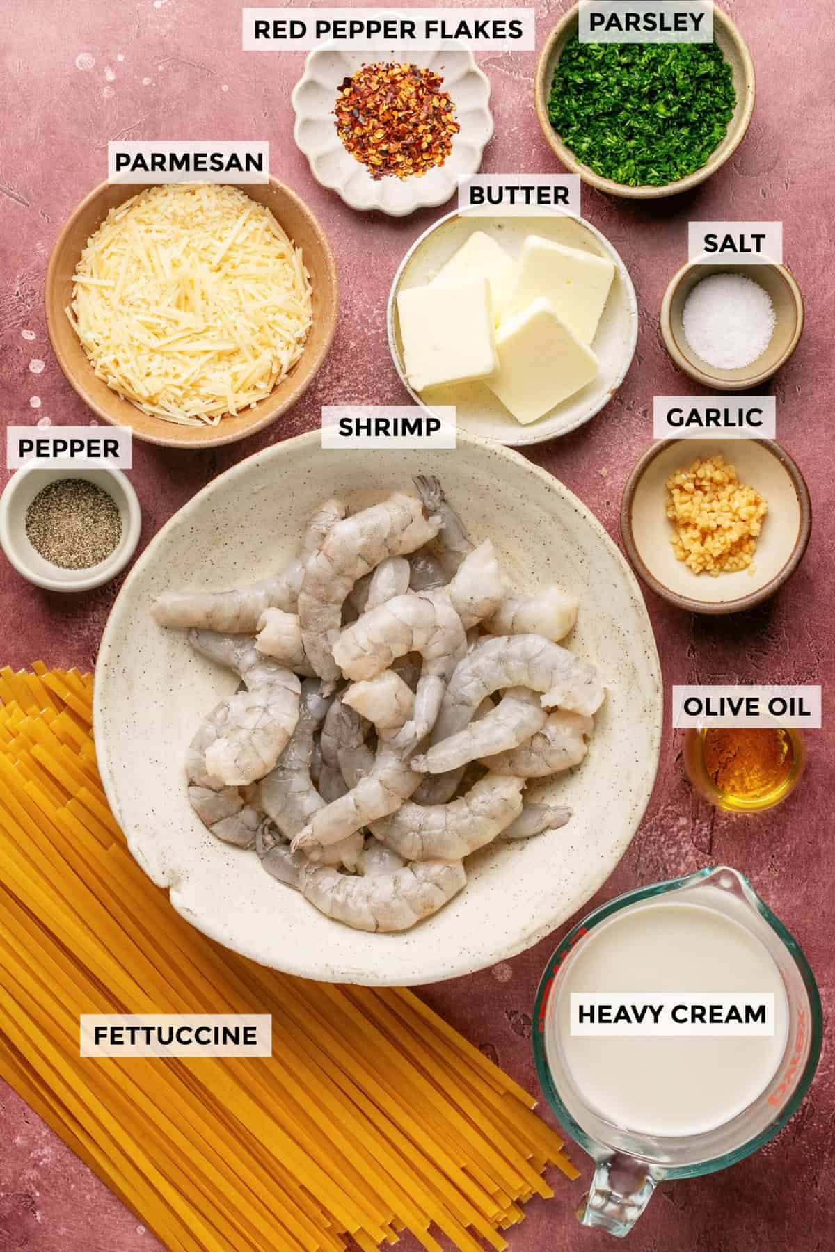ingredients for shrimp alfredo pasta recipe