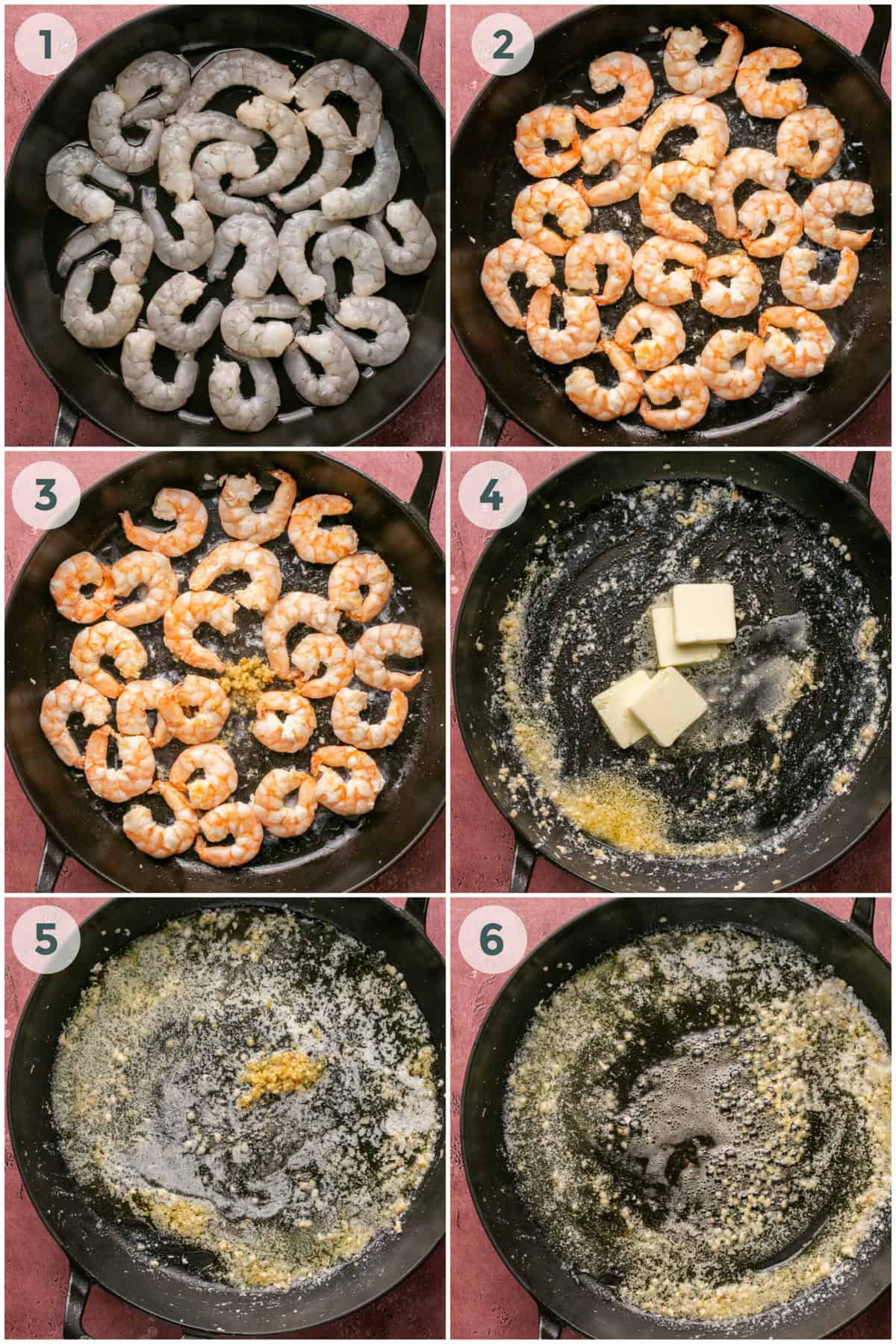 steps 1-6 for shrimp alfredo pasta recipe