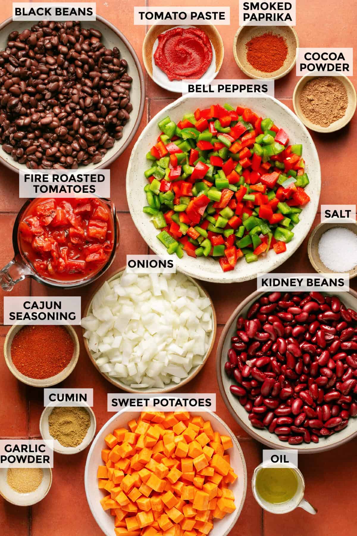 ingredients for vegetarian chili recipe