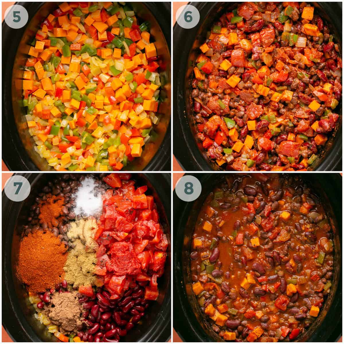 steps 5-8 for vegetarian chili recip