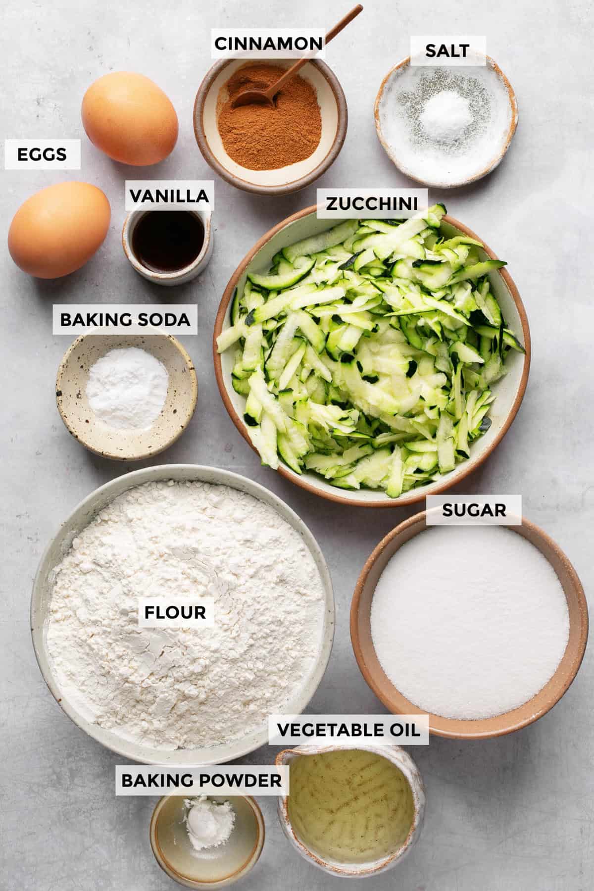 ingredients for zucchini bread