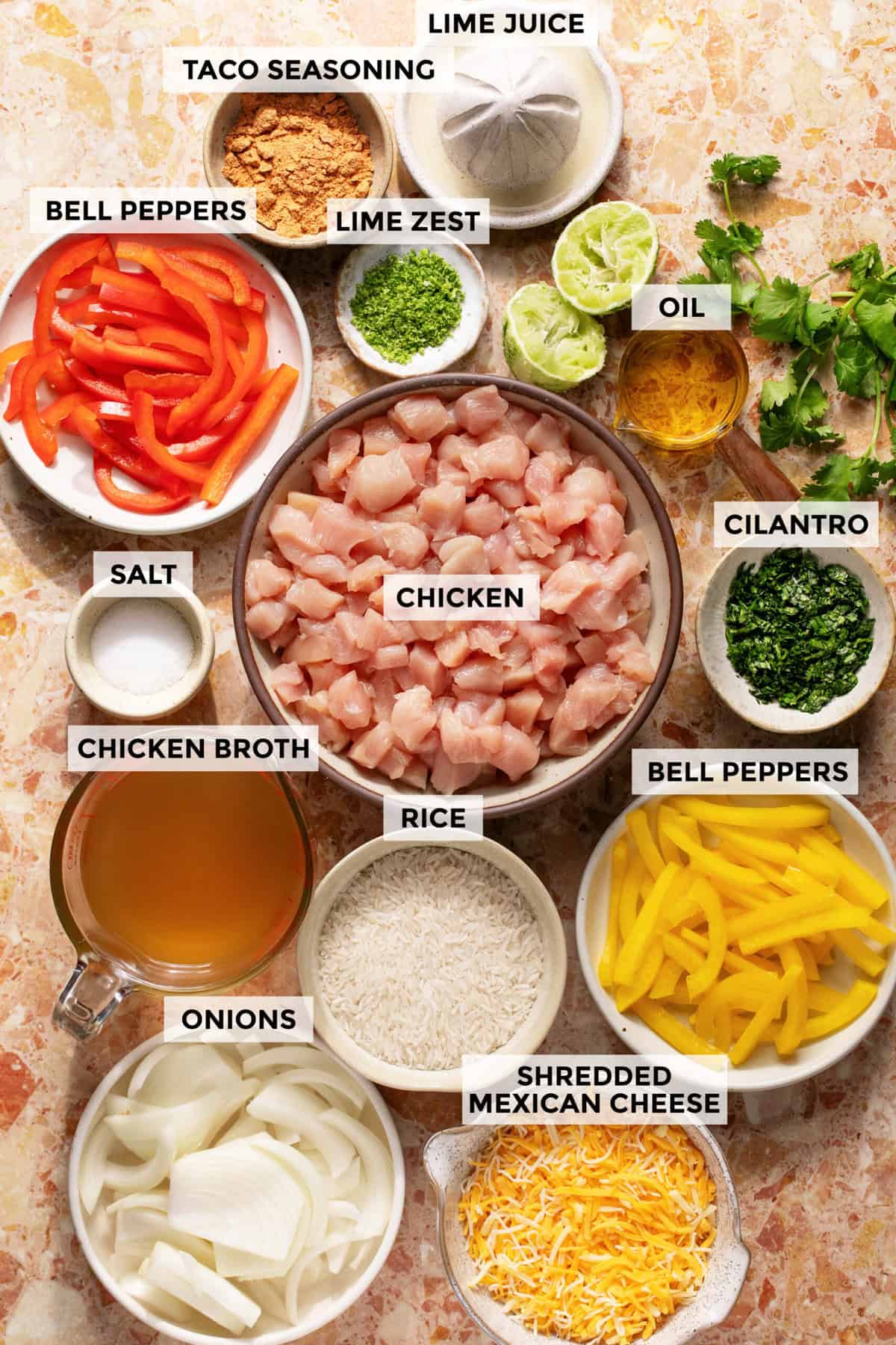 ingredients for mexican chicken and rice casserole recipe