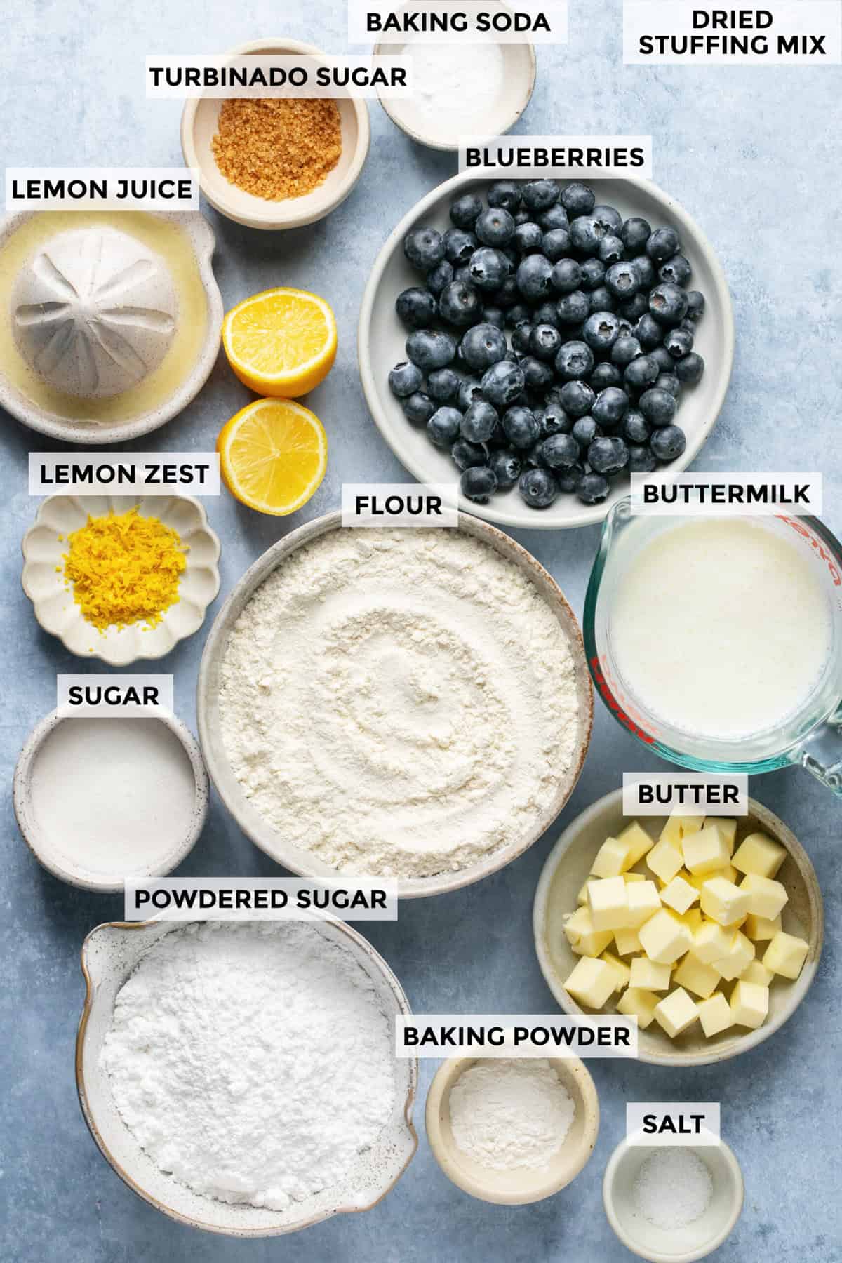 ingredients for blueberry scones recipe