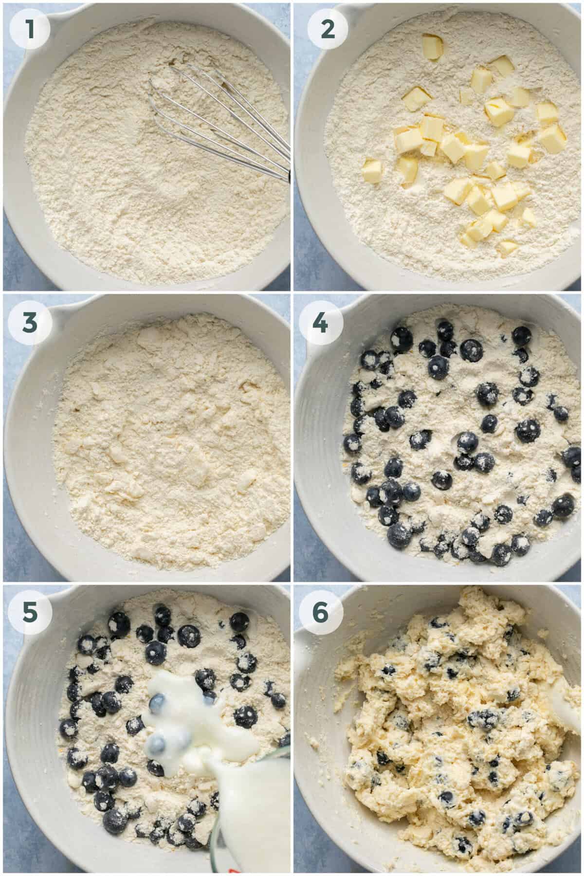 steps 1-6 for blueberry scones recipe