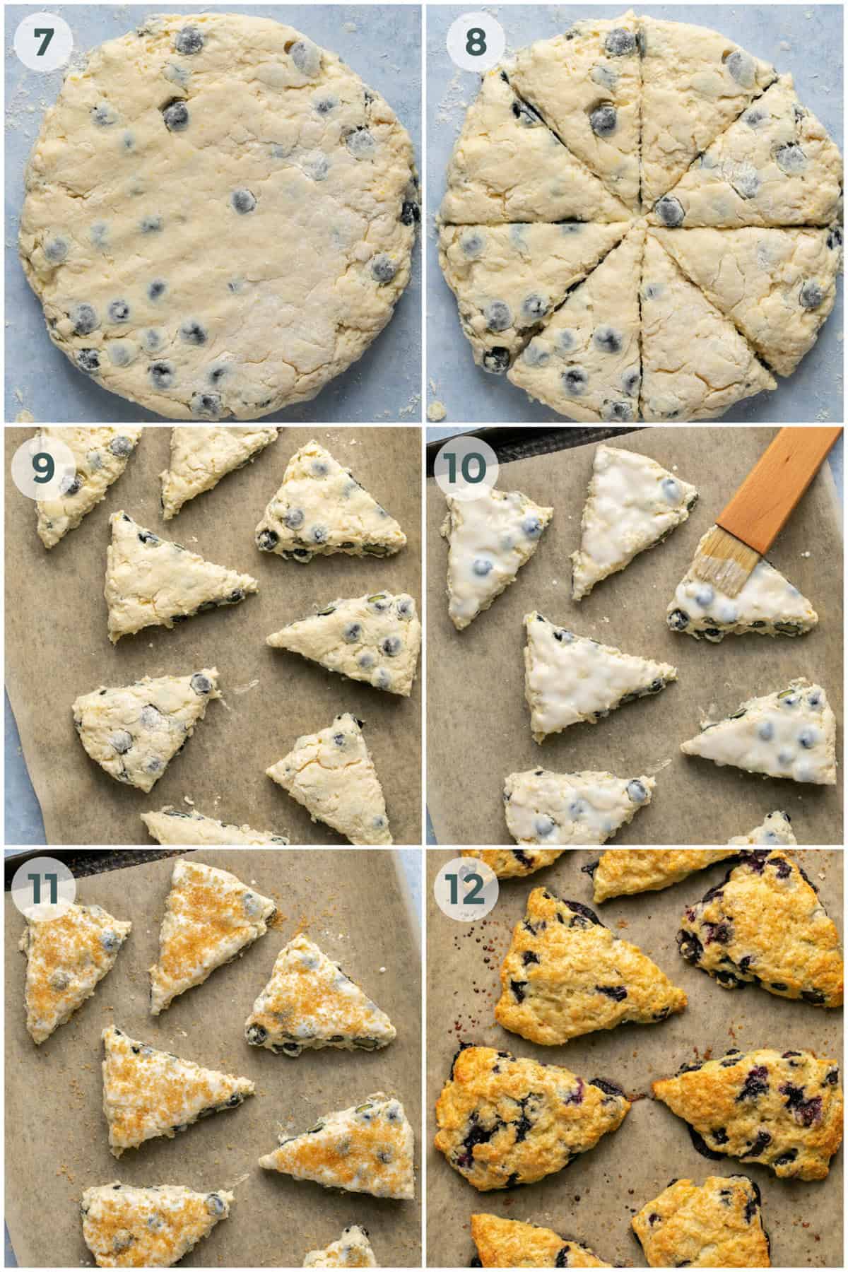 steps 7-12 for blueberry scones recipe