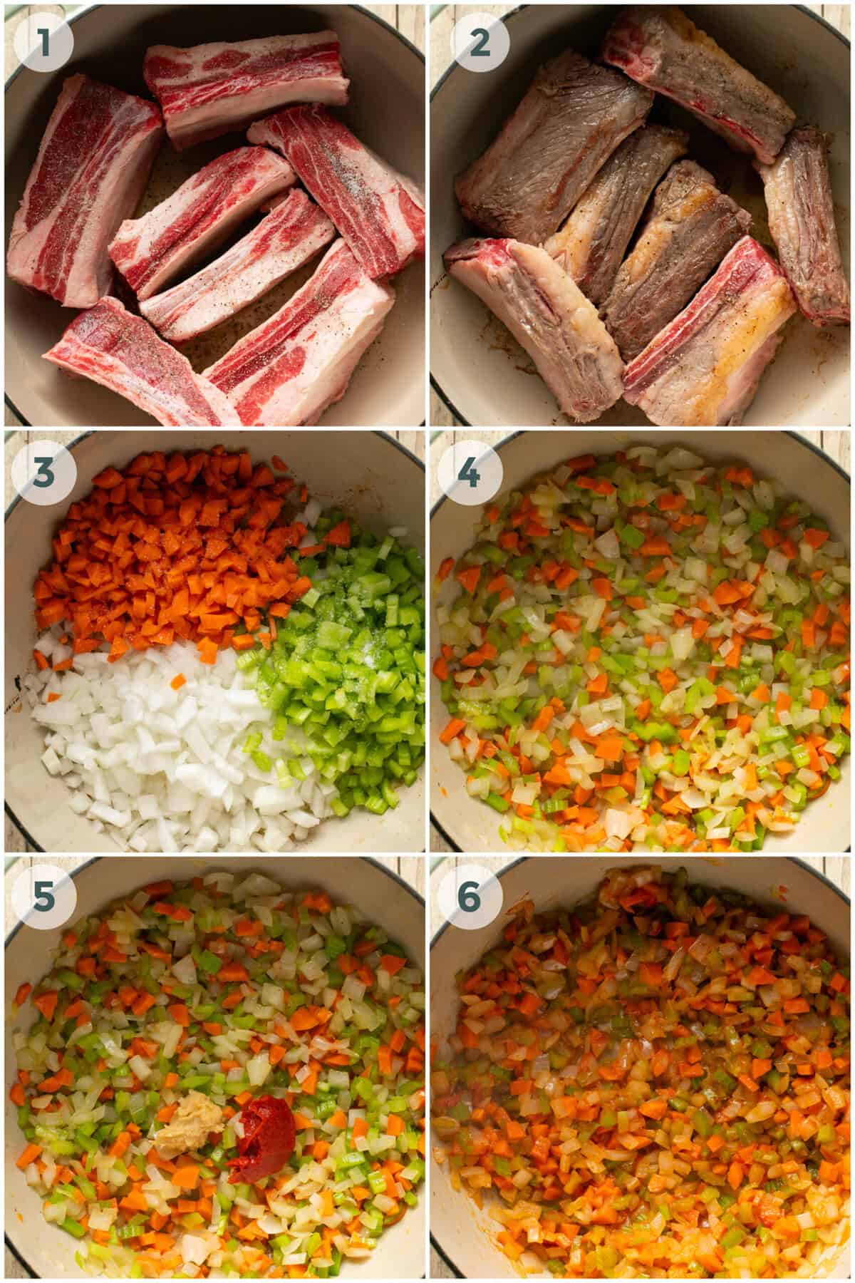 steps 1-6 for braised beef short ribs recipe