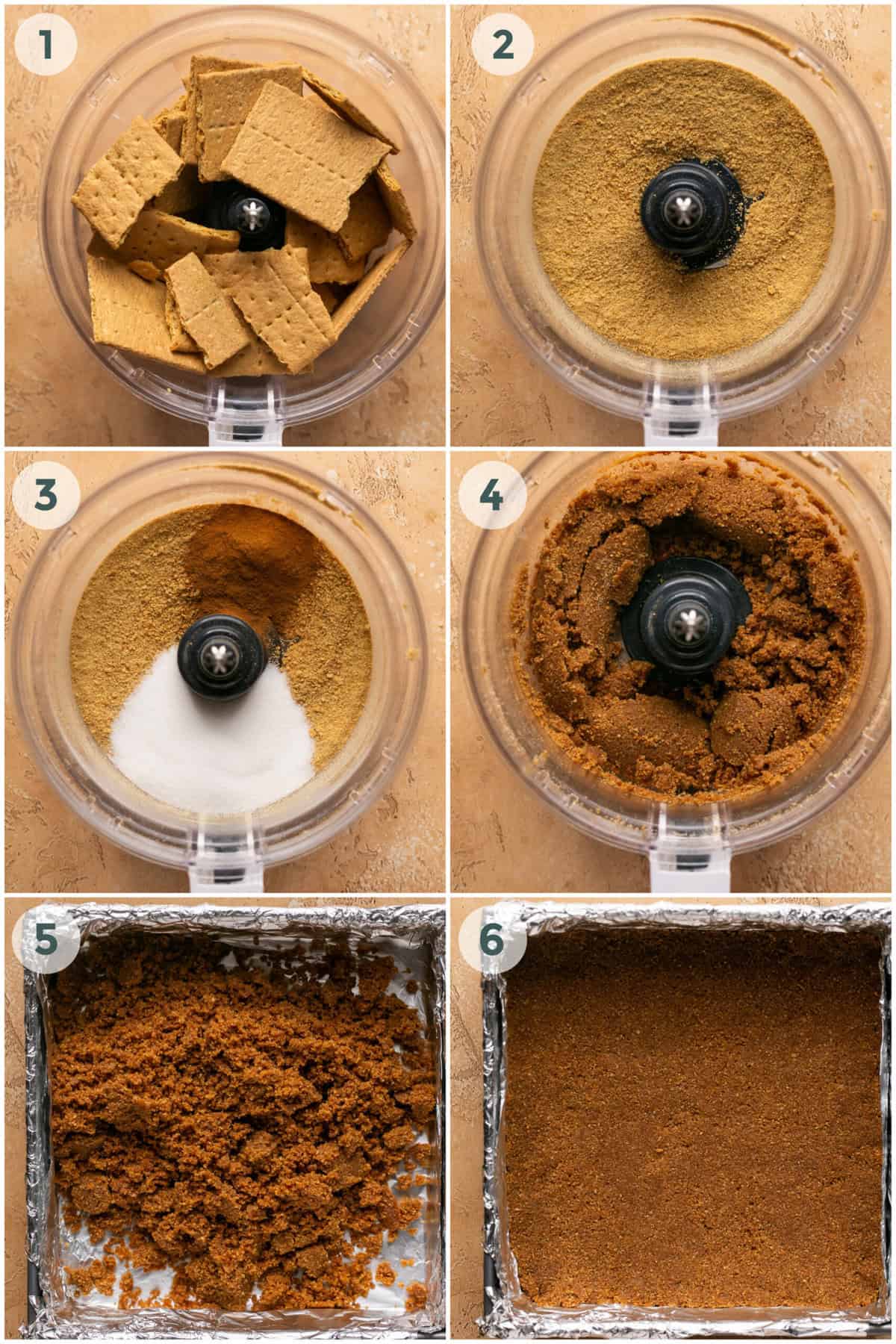 steps 1-6 for cinnamon roll cheesecake bars recipe