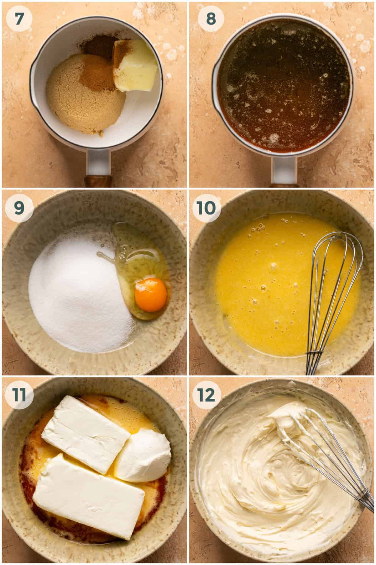 steps 7-12 for cinnamon roll cheesecake bars recipe