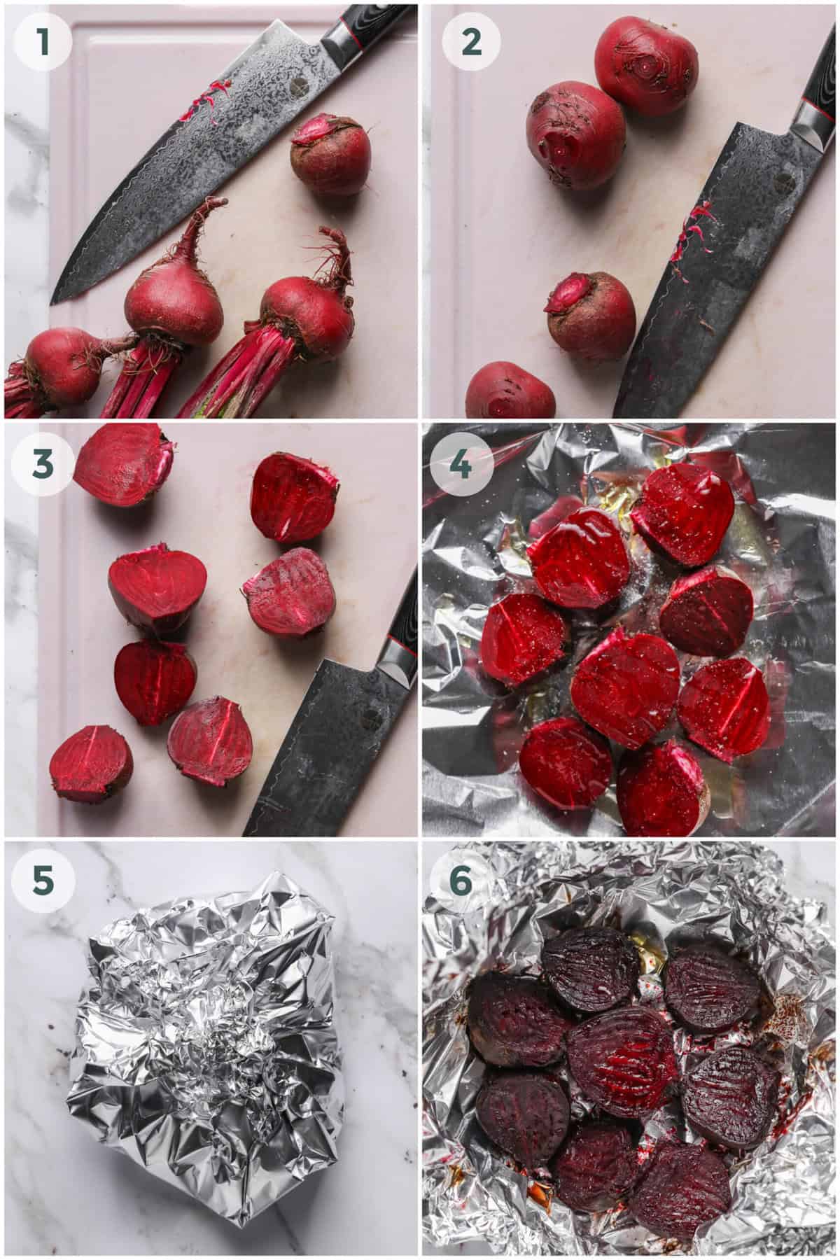 six steps of preparing oven roasted beets recipe