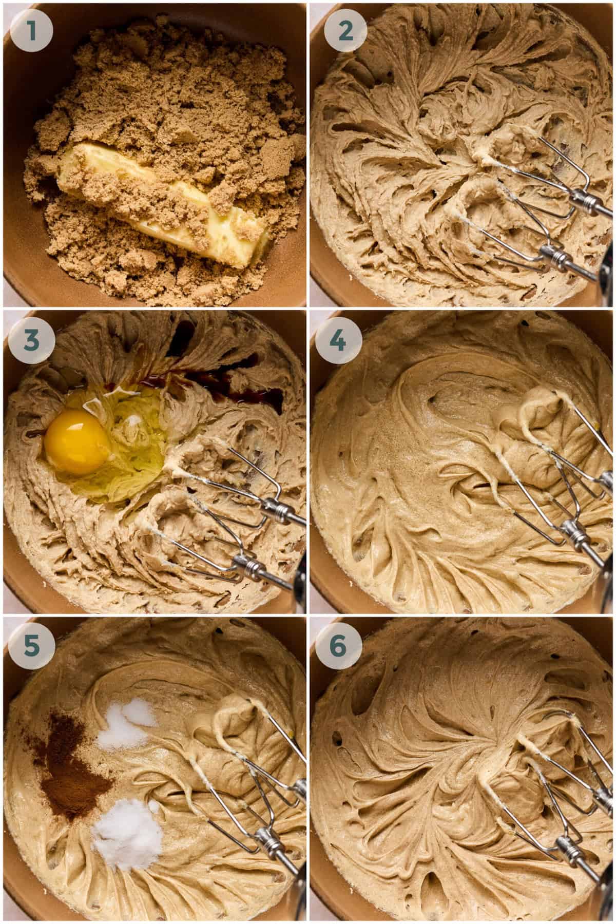 steps 1-6 for oatmeal chocolate chip cookies recipe