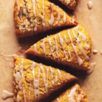 overhead view of pumpkin scones side by side