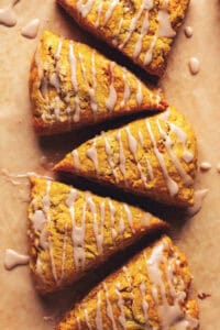 overhead view of pumpkin scones side by side