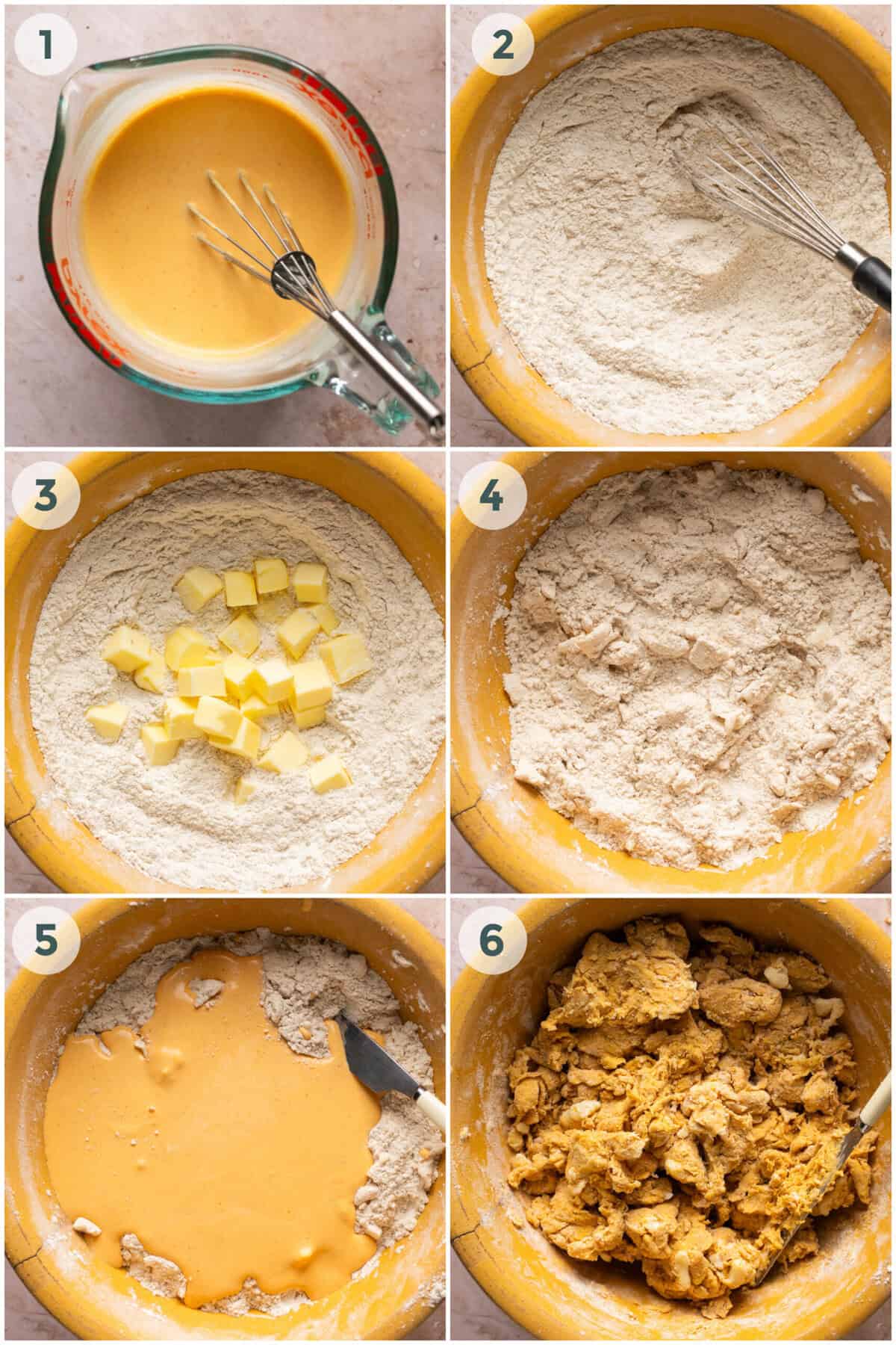 steps 1-6 for making pumpkin scones