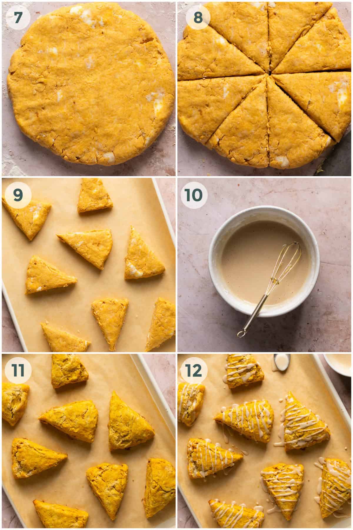 steps 7-12 for making pumpkin scones