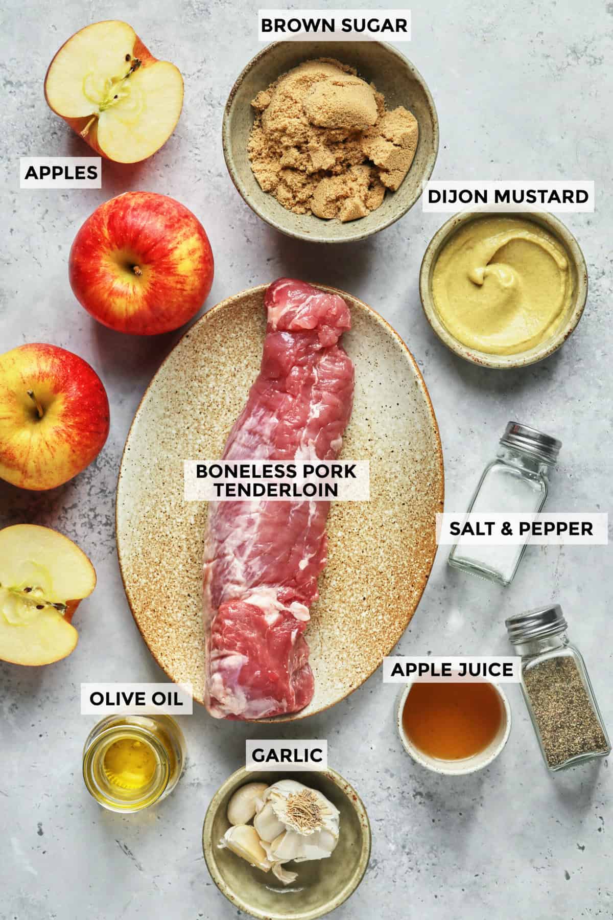 ingredients for roasted pork and apples