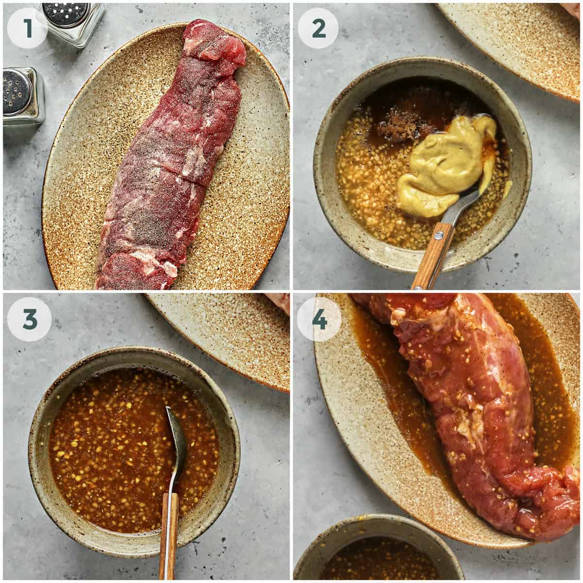 steps 1-4 for roasted pork tenderloin with apples and glaze