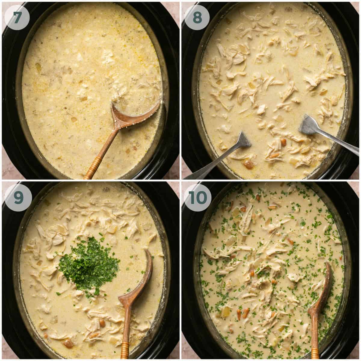 steps 7-10 for preparing white chicken chili recipe