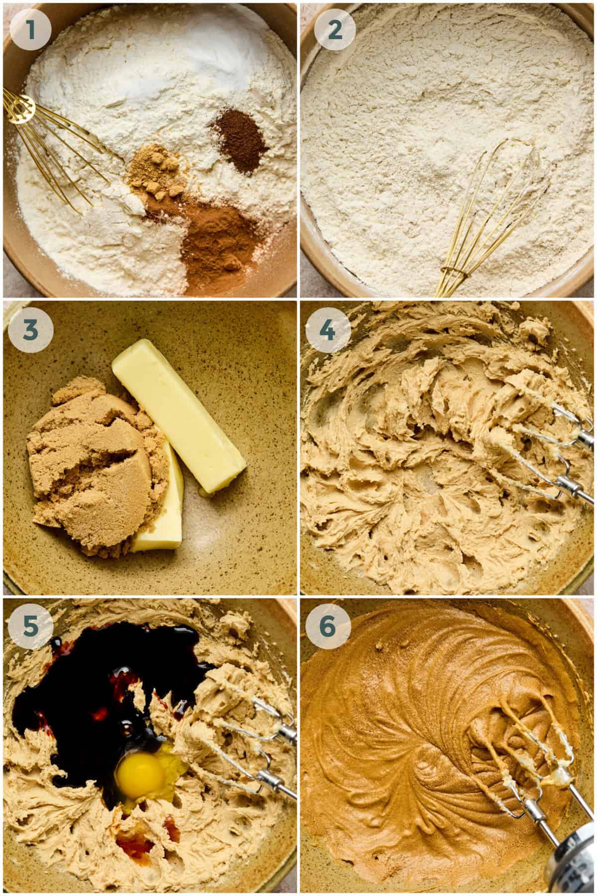 steps 1-6 for soft gingersnaps recipe