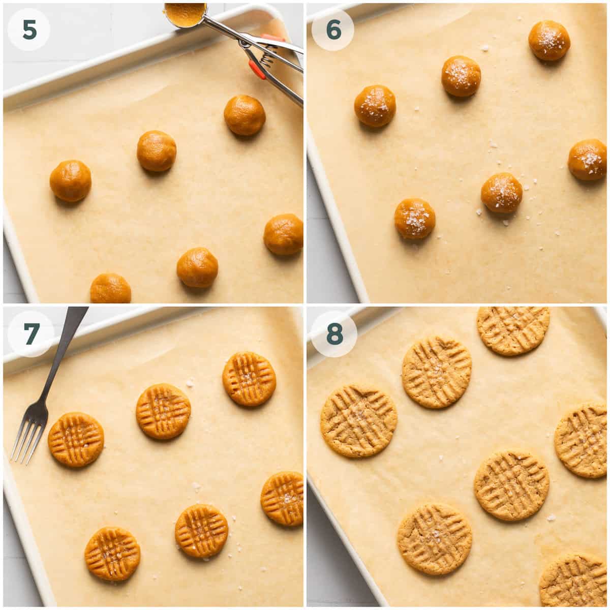 steps 5-8 for gluten free flourless peanut butter cookies