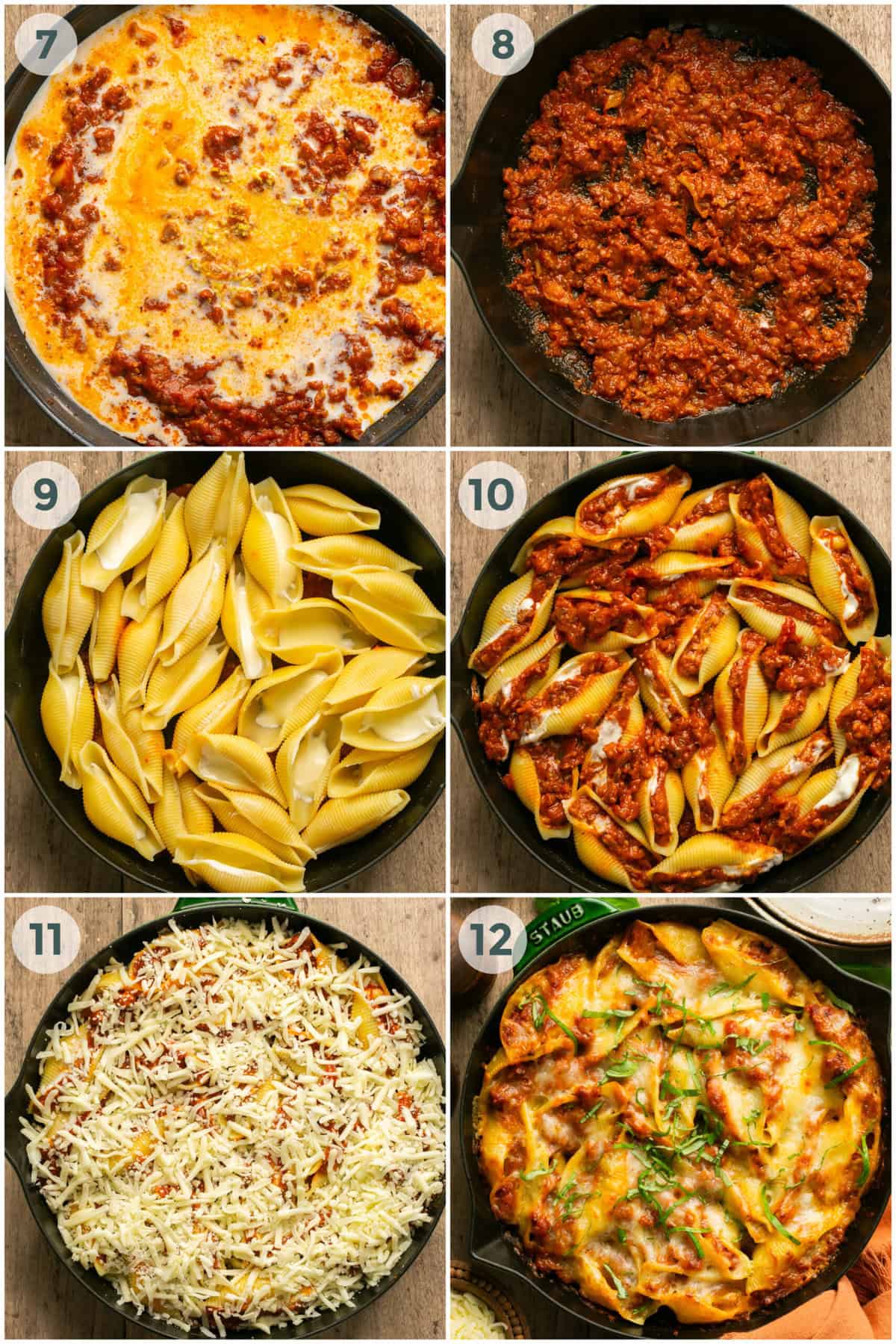 steps 7-12 for stuffed shells recipe