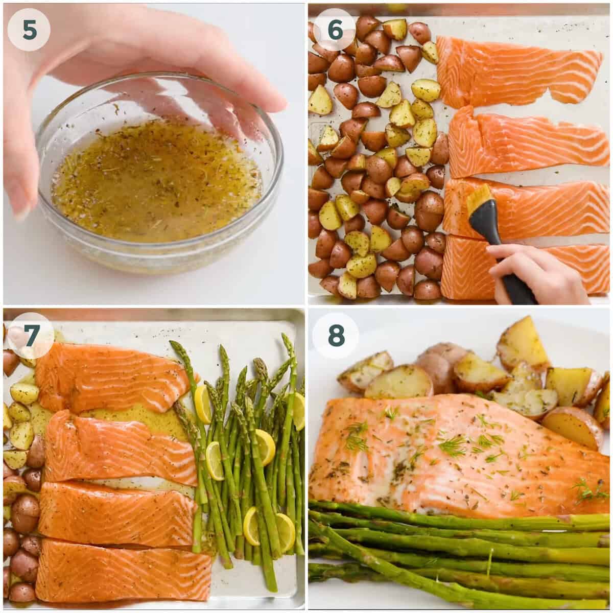 sheet pan salmon asparagus steps 5-8