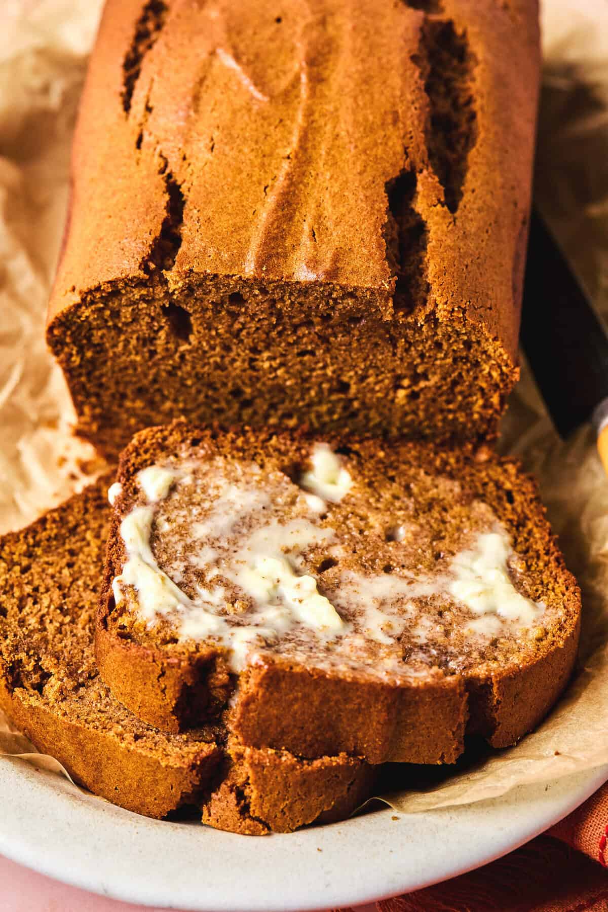 sweet potato bread slices with butter