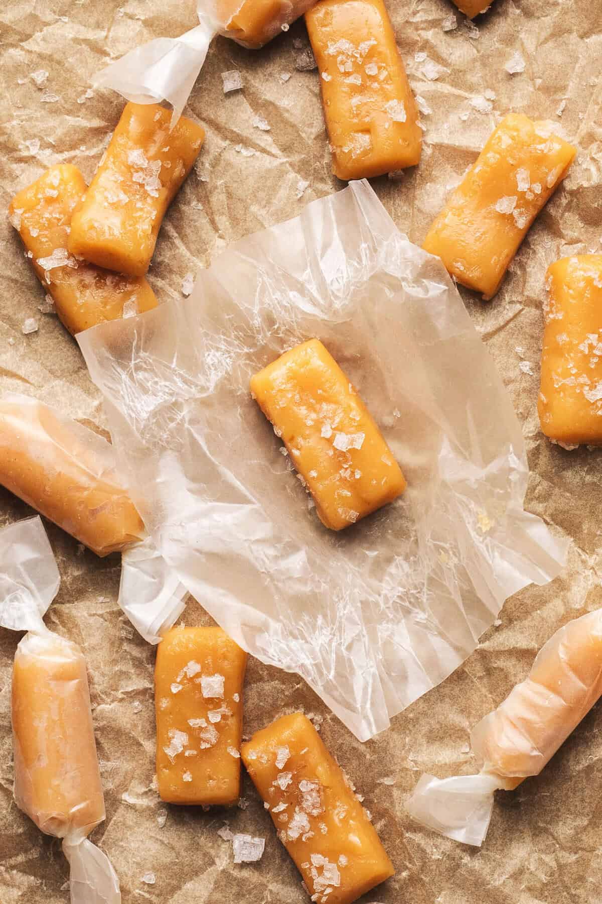 unwrapped sea salt vanilla caramels