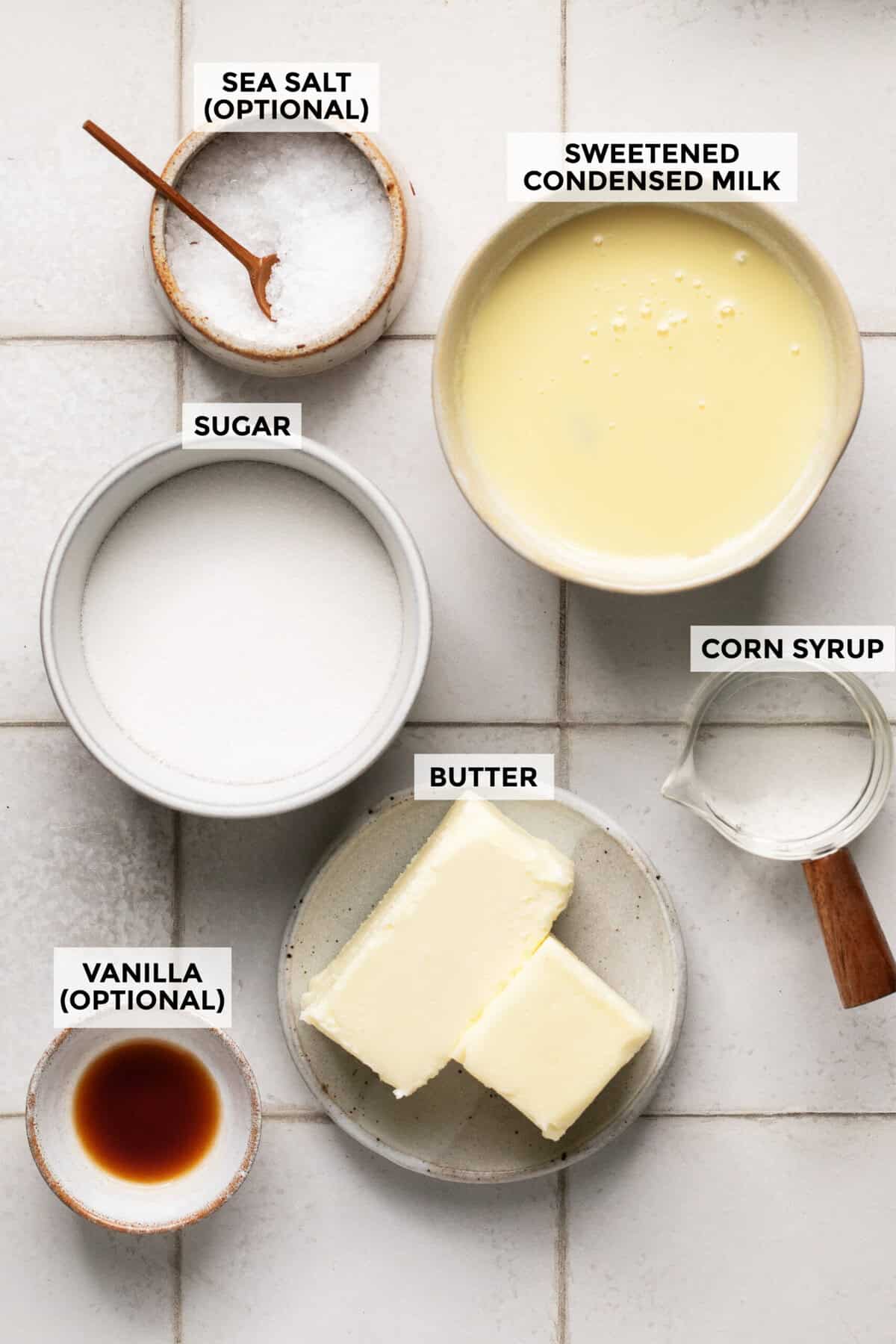 ingredients for soft caramels recipe