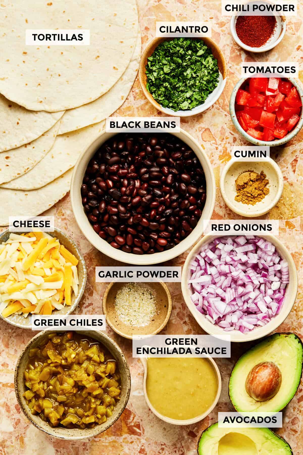 ingredients for black bean enchiladas recipes