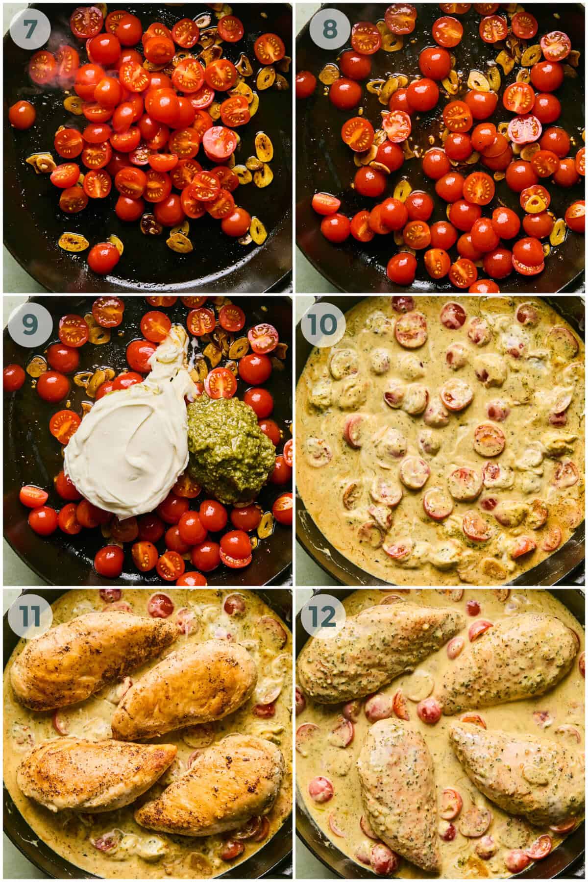 steps 7-12 for creamy pesto chicken recipe