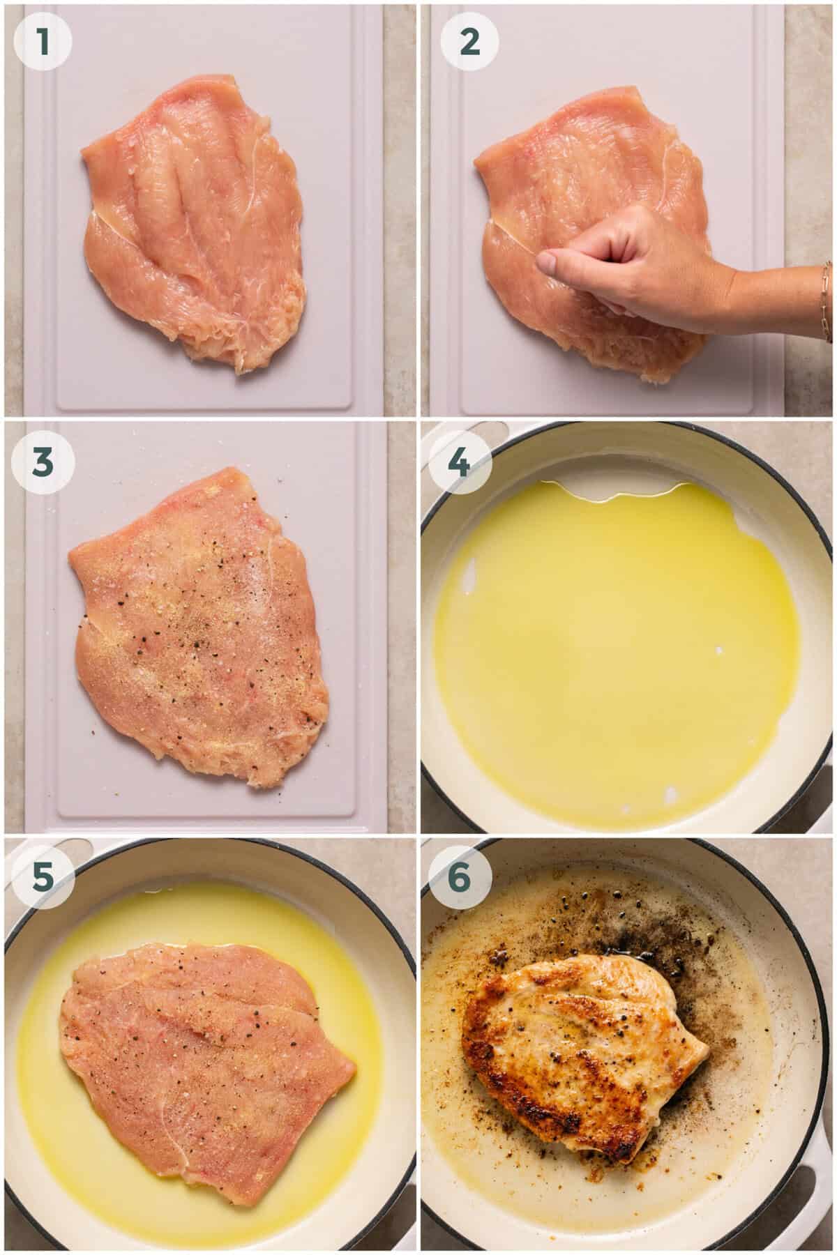 steps 1-6 for pan fried chicken recipe