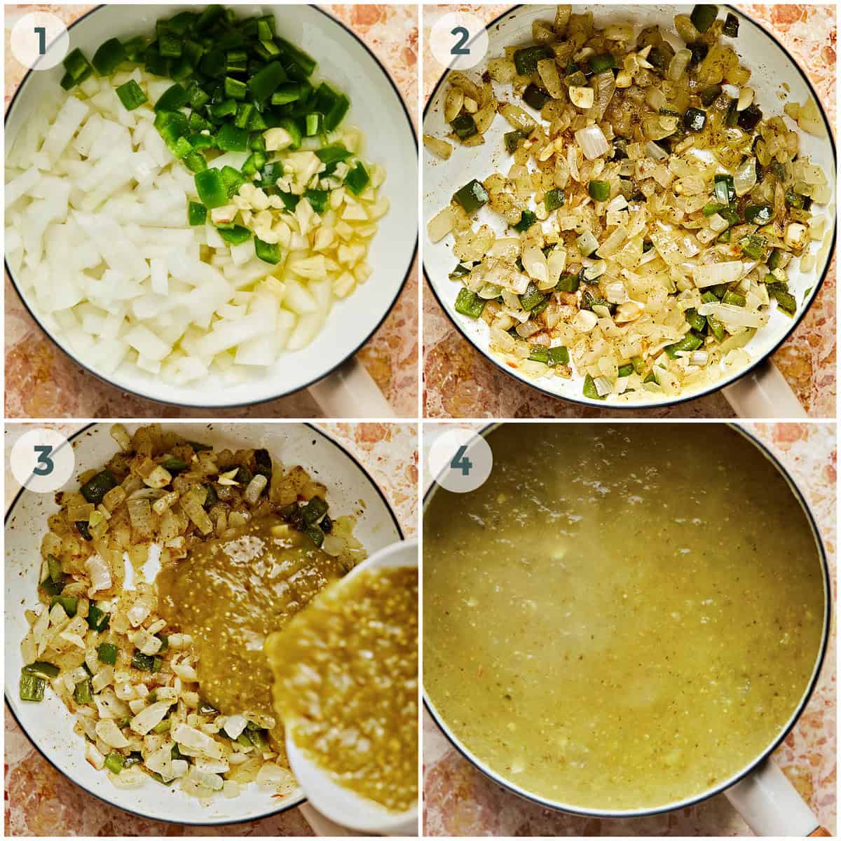 four steps of preparing green enchilada sauce recipe