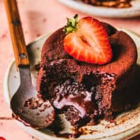 lava cake on plate with spoon