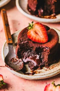 lava cake on plate with spoon