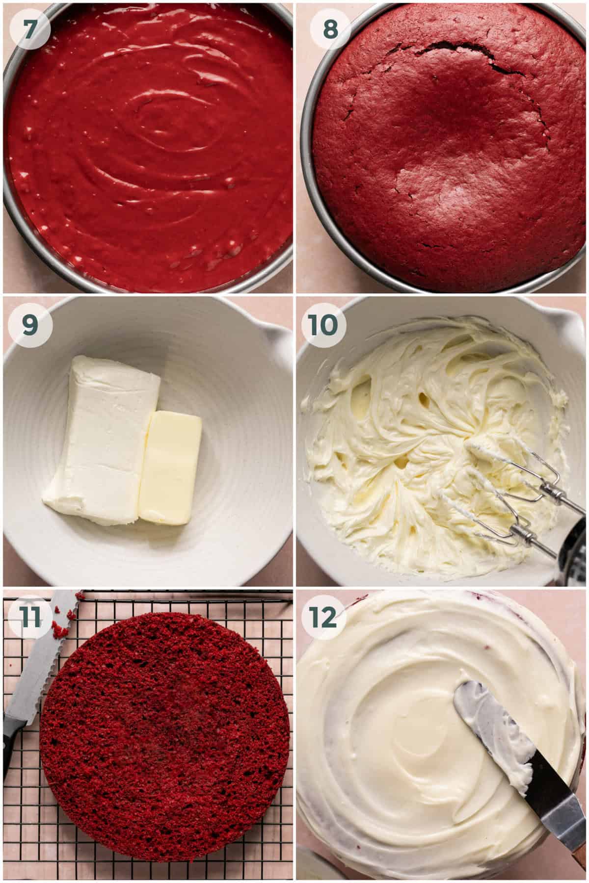 steps 7-12 for red velvet cake recipe