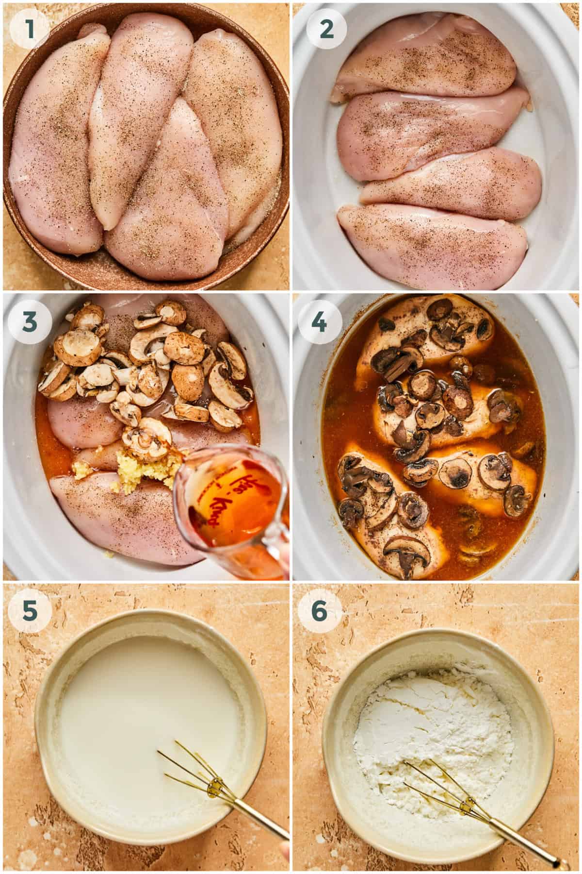 steps 1-6 for crockpot chicken marsala